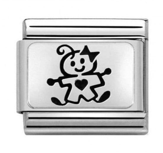 330109/51 Classic Silvershine Illustrated Baby Girl Charm