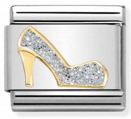 030220/04 Classic Gold Glitter High Heel Shoe Charm