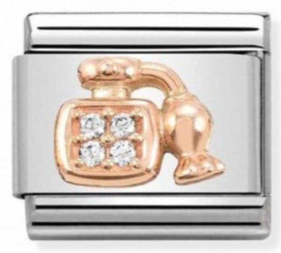 430302/30 Classic Rose Gold Cubic Zirconia Perfume Bottle Charm