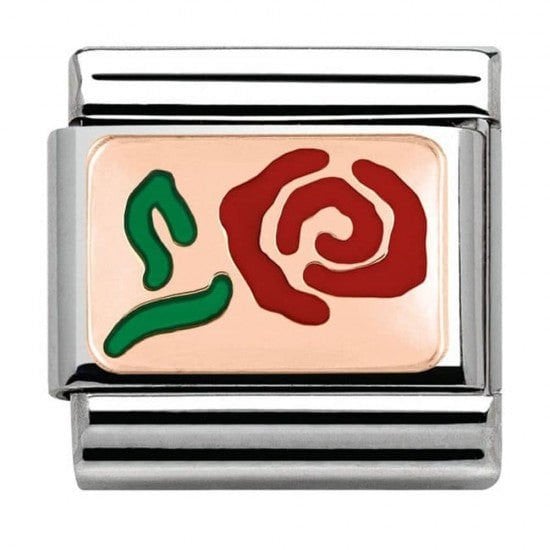 430201/10 Classic Rose Gold Red Rose Charm