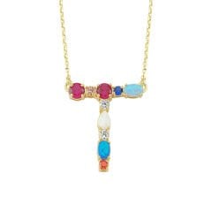 Opal Initial T Harfi Kolye 925