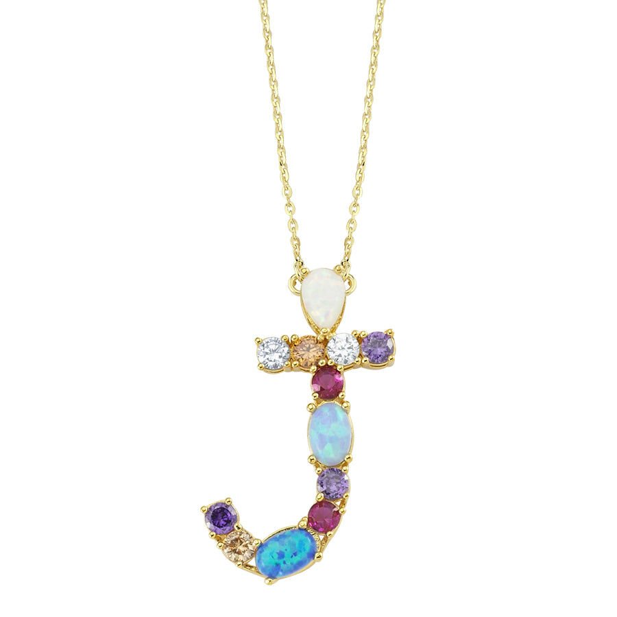 Opal Initial J Harfi Kolye 925