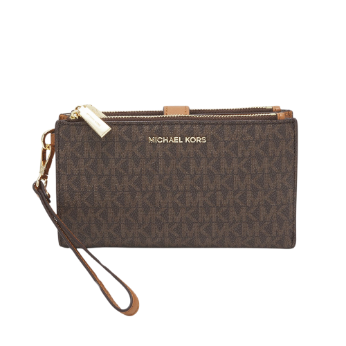 Michael Kors Kadın Kahverengi  Logo Desenli Büyük Boy Deri Cüzdan