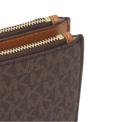 Michael Kors Kadın Kahverengi  Logo Desenli Büyük Boy Deri Cüzdan