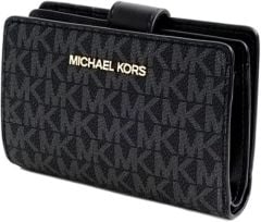 Michael Kors Kadın Siyah Logo Desenli Orta Boy Deri Cüzdan