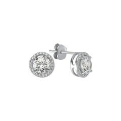 Round CZ Stud Earr. 3 - 925 - Silver