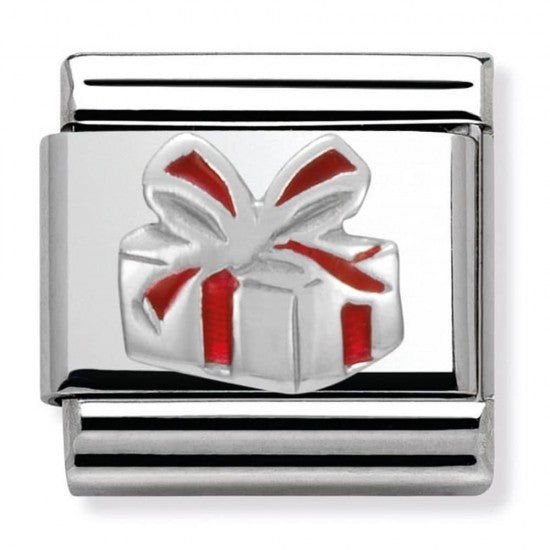 330204/06 Classic Silvershine Christmas Red Present Charm