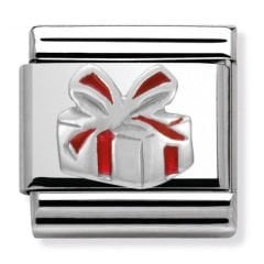 330204/06 Classic Silvershine Christmas Red Present Charm