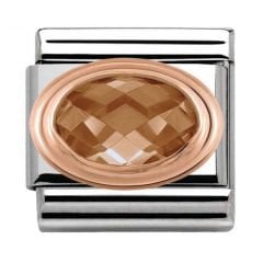 430601/024 Classic Rose Gold Framed Faceted Champagne Cubic Zirconia Charm