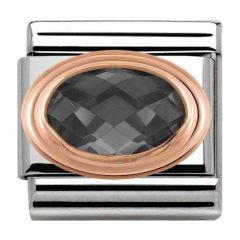 430601/011 Classic Rose Gold Black Faceted Cubic Zirconia Charm