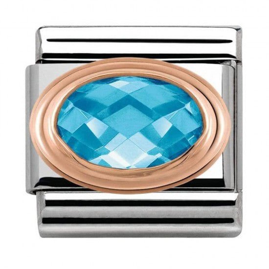 430601/006 Rose Gold Light Blue Faceted Cubic Zirconia Charm