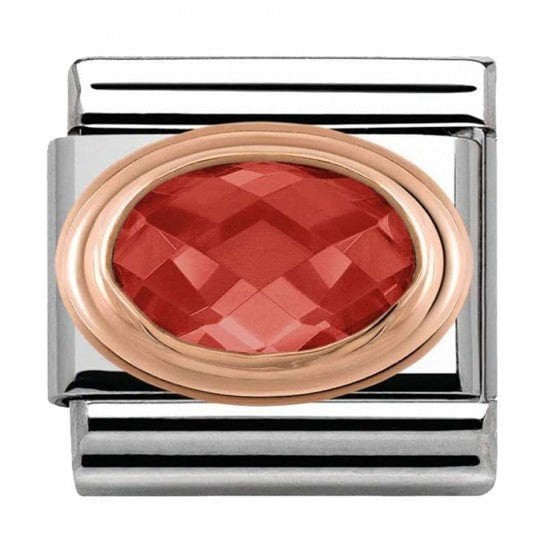 430601/005 Rose Gold Framed Faceted Red Cubic Zirconia Charm