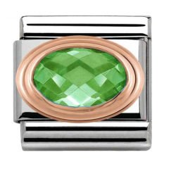 430601/004 Rose Gold Green Faceted Cubic Zirconia Charm