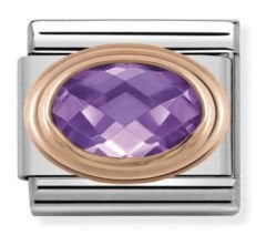 430601/001  Purple Faceted Oval CZ in 9K Rose Gold Charm