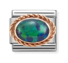 430507/26 Green Opal in 9K Rose Gold Charm