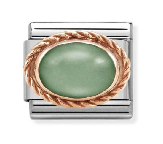 430507/23 Green Aventurine in 9K Rose Gold Charm