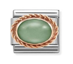 430507/23 Green Aventurine in 9K Rose Gold Charm