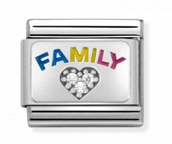 330306/08 Classic Silvershine Family Zirconia Heart Charm