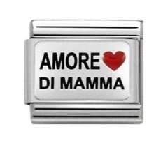 330208/35 Classic Silver 'Amore Di Mamma' Heart Charm