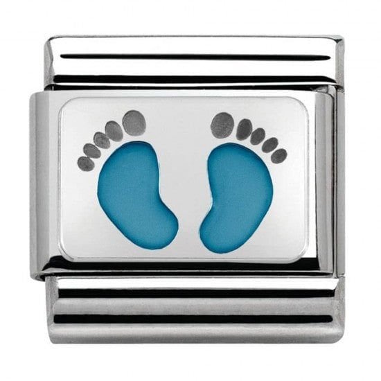 330208/15 Classic Silvershine My Family Blue Baby Feet Charm