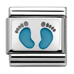 330208/15 Classic Silvershine My Family Blue Baby Feet Charm